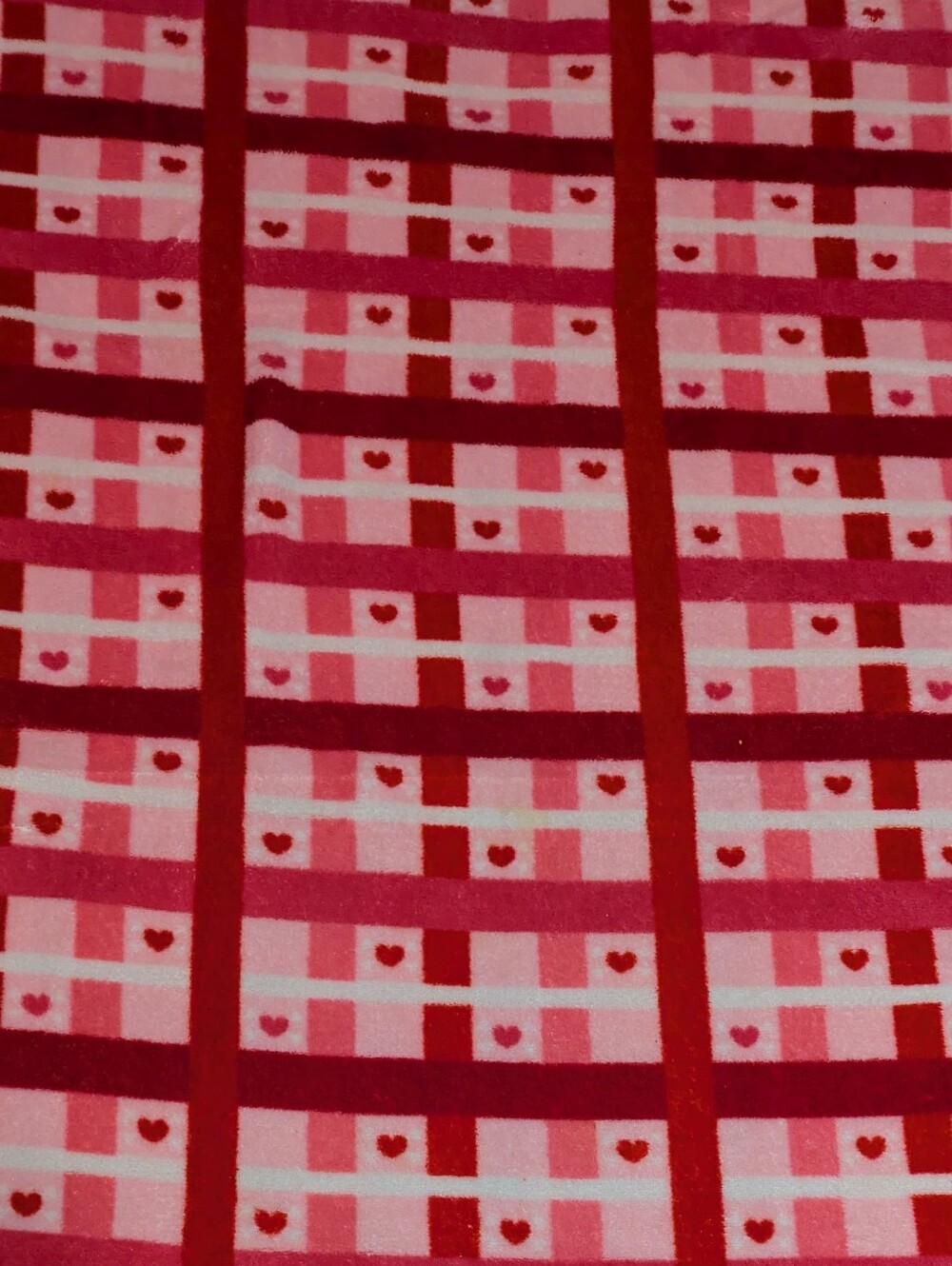 Northpoint Blanket Pink Red White Heart Plaid Fleece Throw Soft Home Bedding